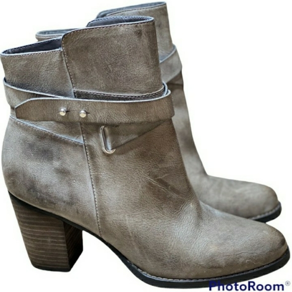 Arturo Chiang Sanya Gray Antiqued Leather Ankle Boots Size 6.5 - Picture 3 of 6